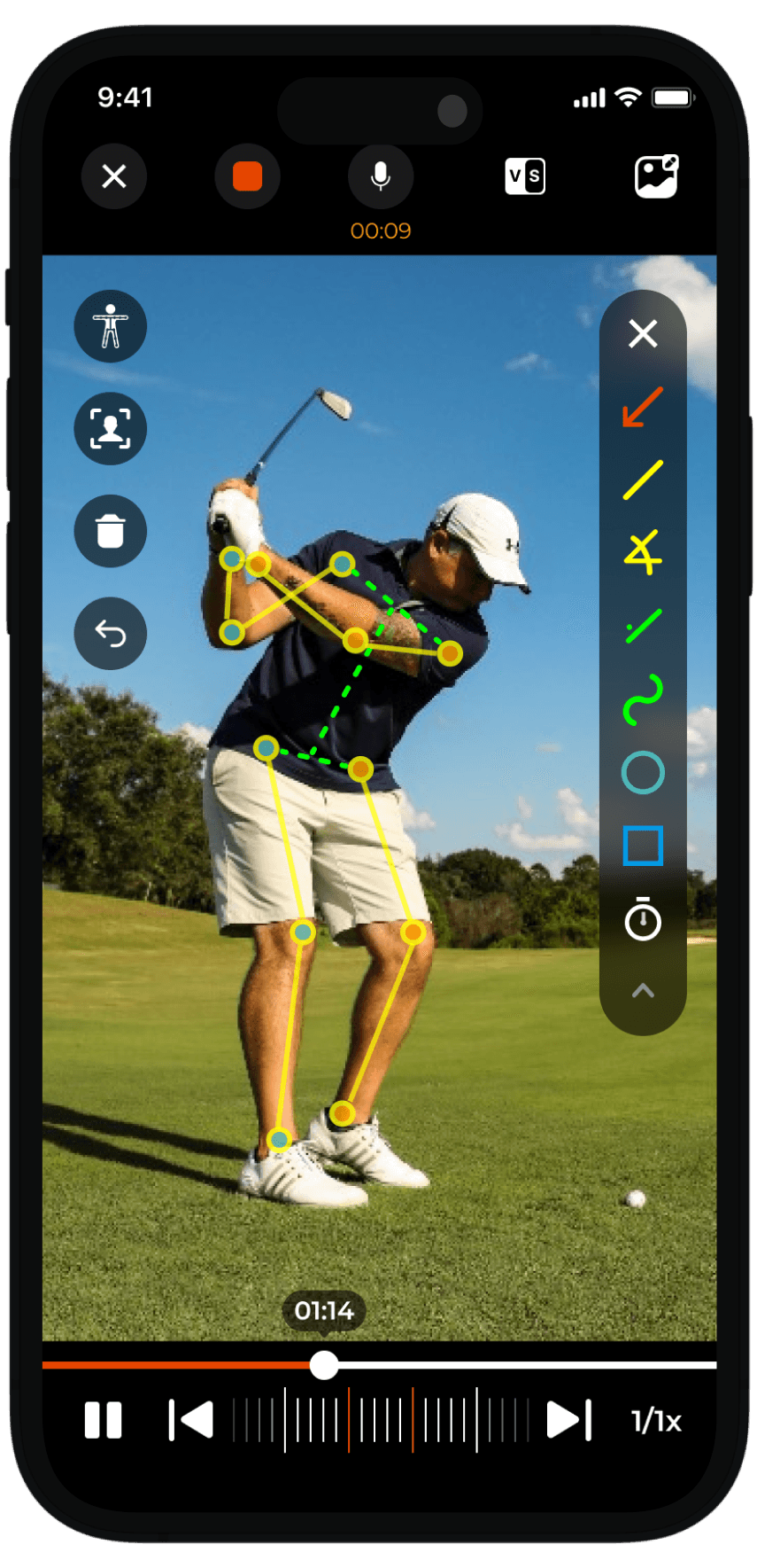 Golf swing video analysis with body position tracking and swing feedback
