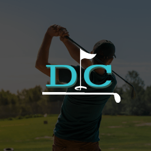 Golfer swinging on outdoor golf course