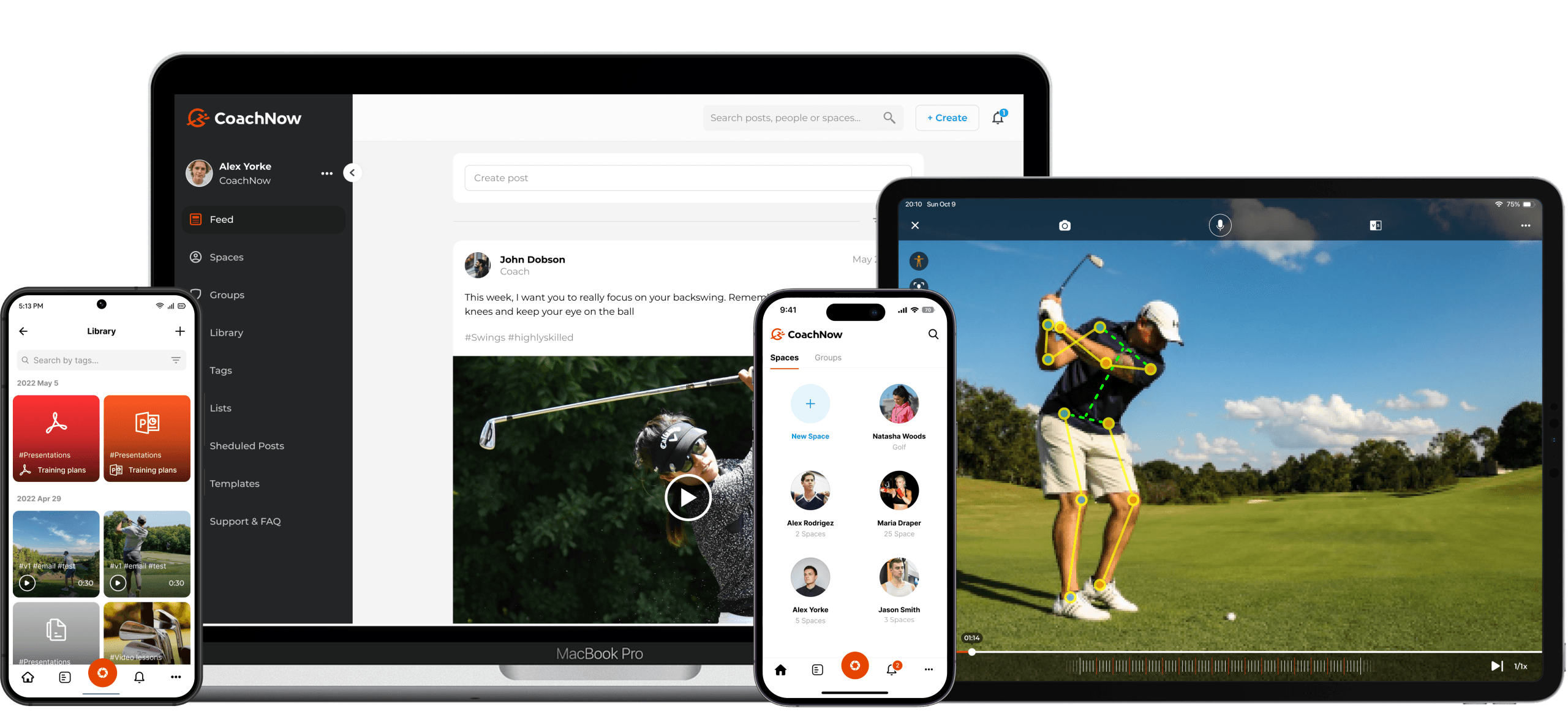 Online golf coaching available on phone tablet and computer with swing video analysis